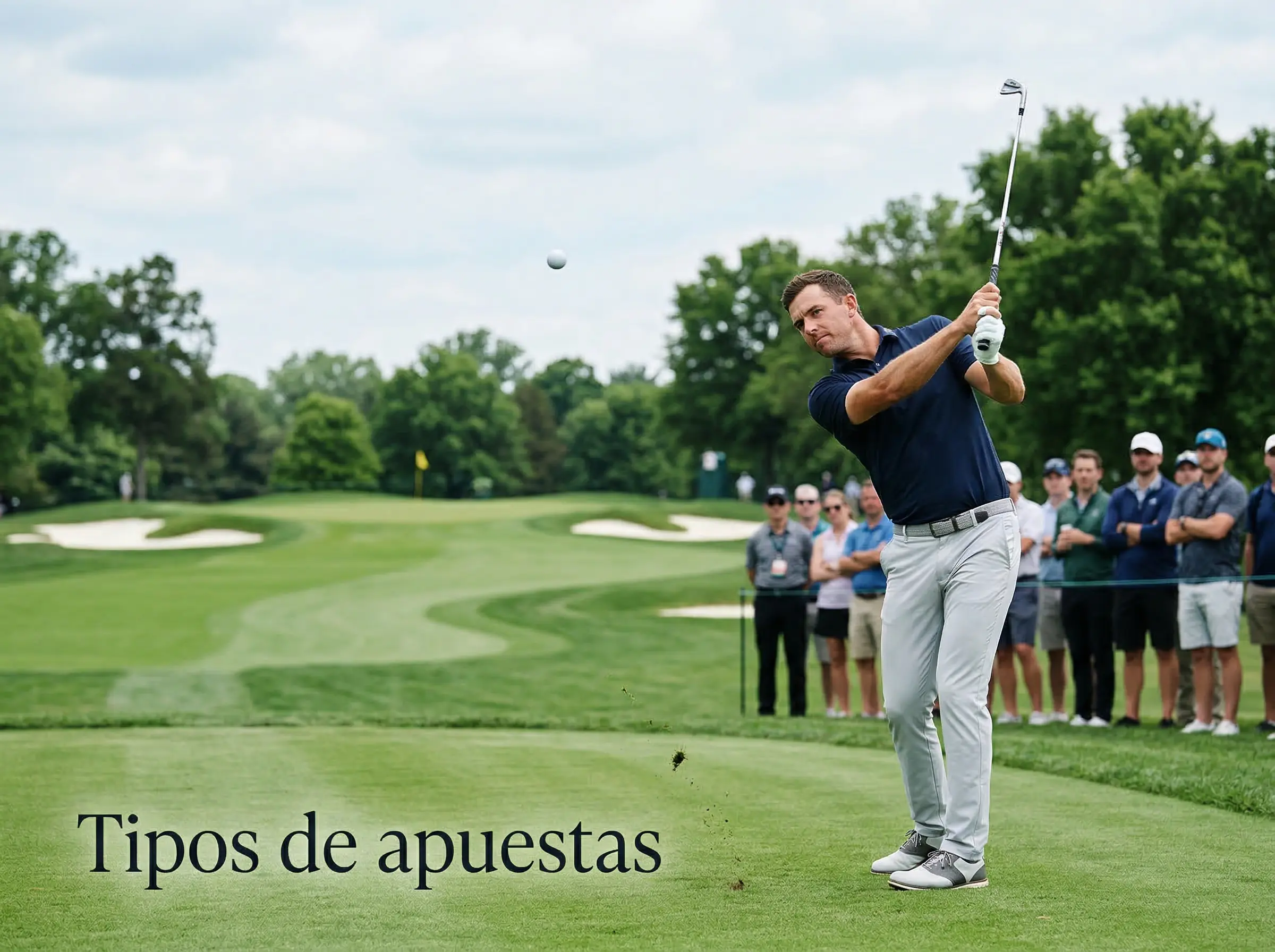 Golfista profesional realizando un golpe de approach en un torneo con cuotas de apuestas de golf